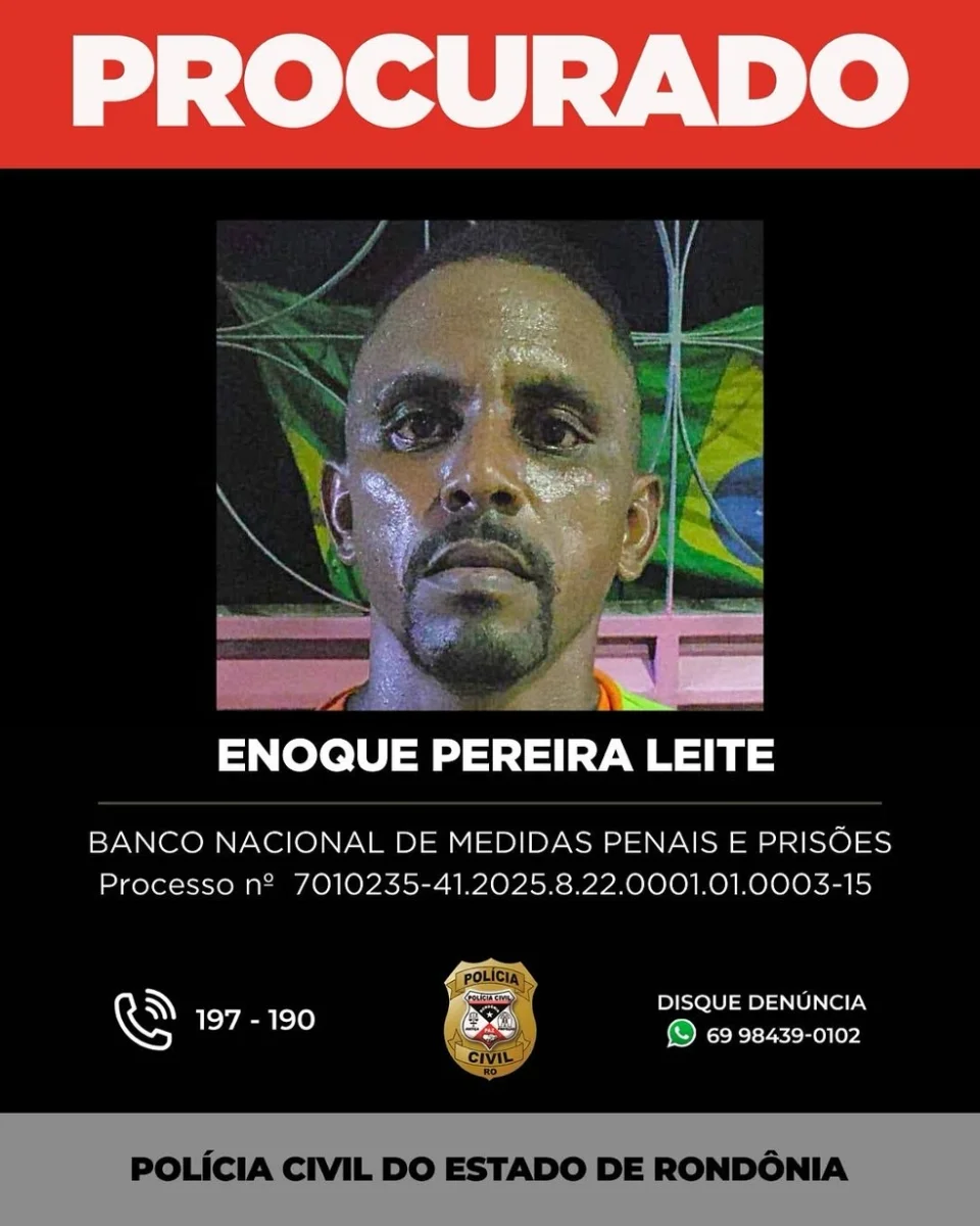 Enoque Pereira Leite, atual marido de Irlene. — Foto: Reprodução/Polícia Civil de Rondônia (PC-RO)