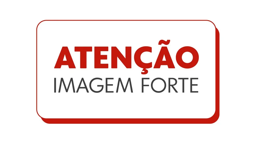 Aviso do g1 sobre imagem forte — Foto: Arte/g1