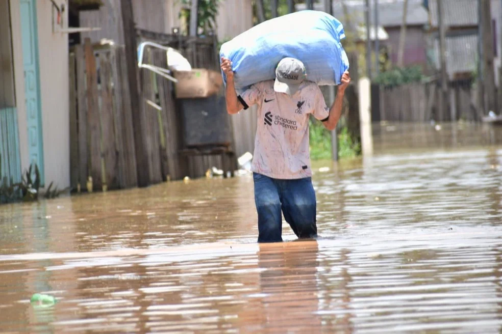 Cheia Rio Acre enchente — Foto: Jean Lopes/Emater