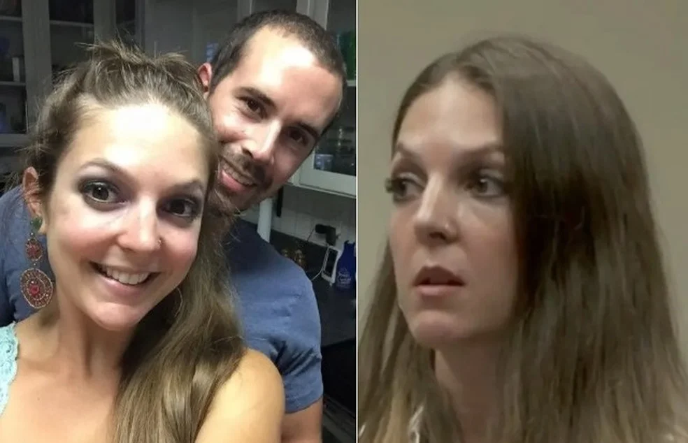 Alexis Von Yates com Frank, antes da prisão, e em tribunal na Flórida — Foto: Reprodução